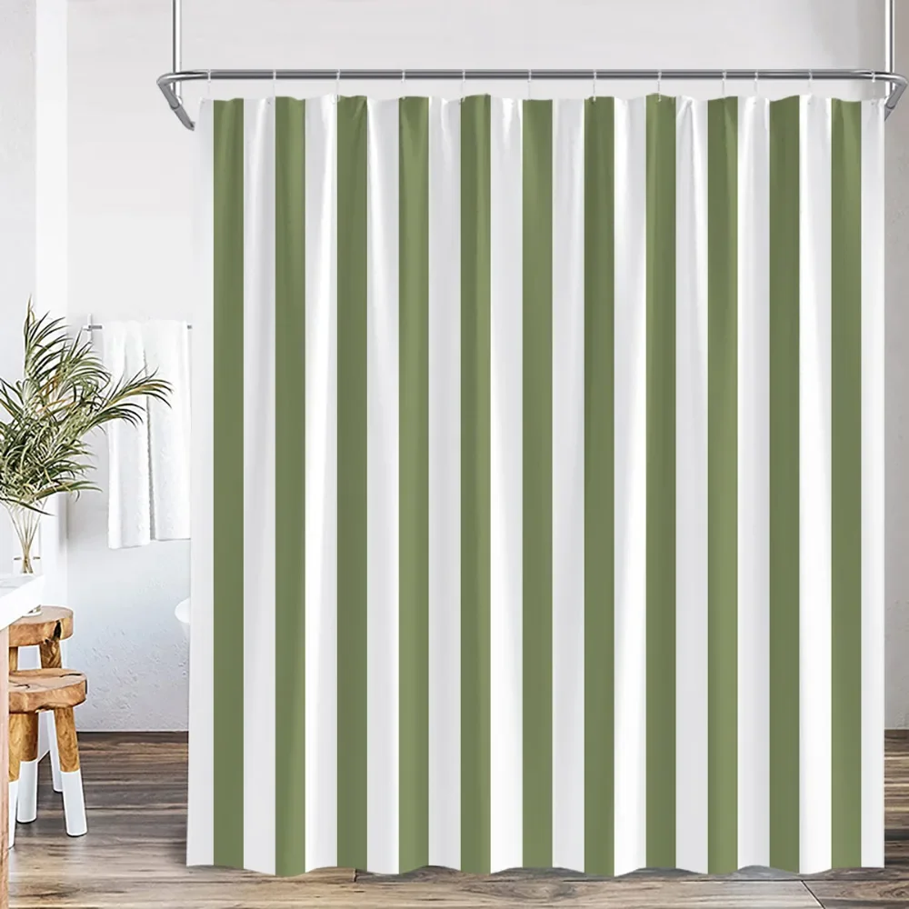 Geometric Stripes Shower Curtain Abstract Wavy Line Spots Art Aesthetic Bathroom Decorations Modern Bath Curtain with Hooks