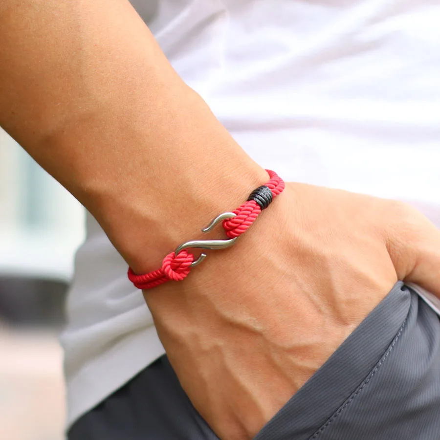 New Design 3mm Thin String Bracelet For Men Handmade Unfading Nautical Wrap Rope Braslet Lucky Red Thread Braclet Pulseria Homme