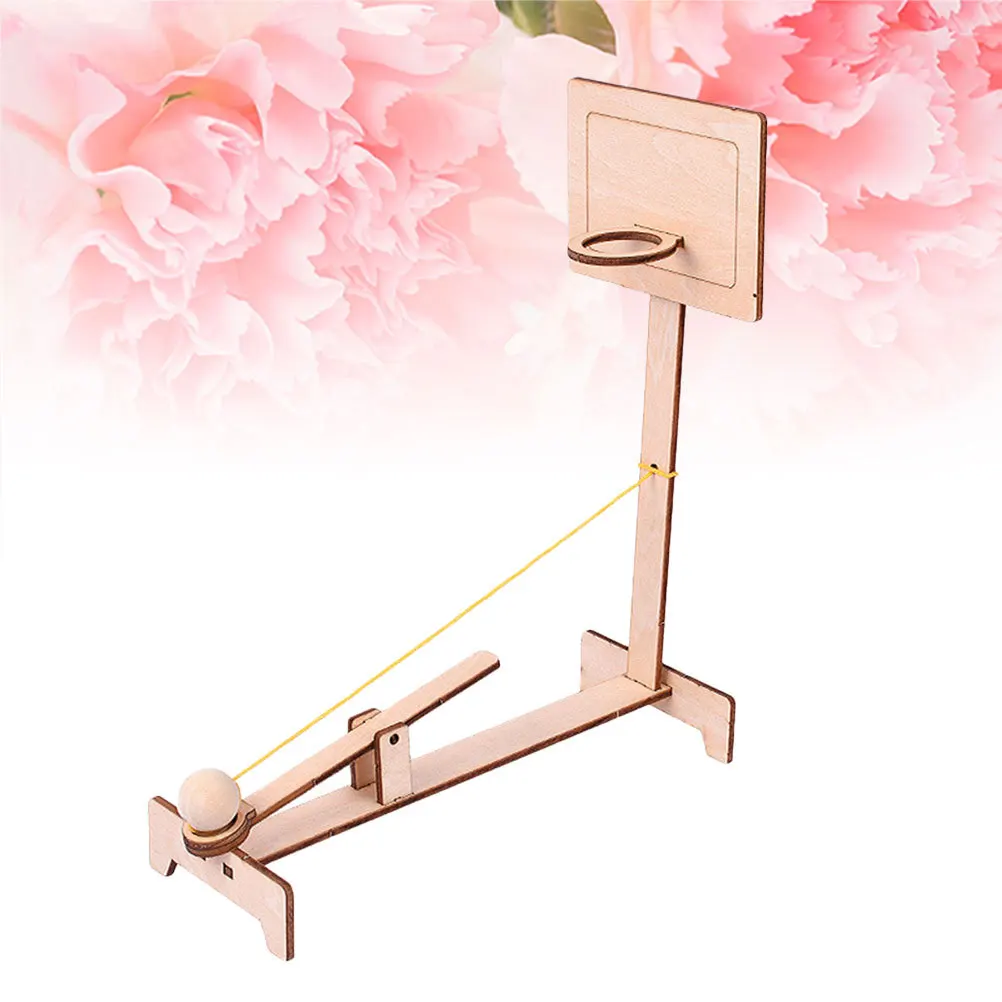 2 قطعة آلة رماية كرة السلة الخشبية لتقوم بها بنفسك العلمية للأطفال الجذعية لعبة تعليمية بناء عدة آلة الخشب العلمي #4