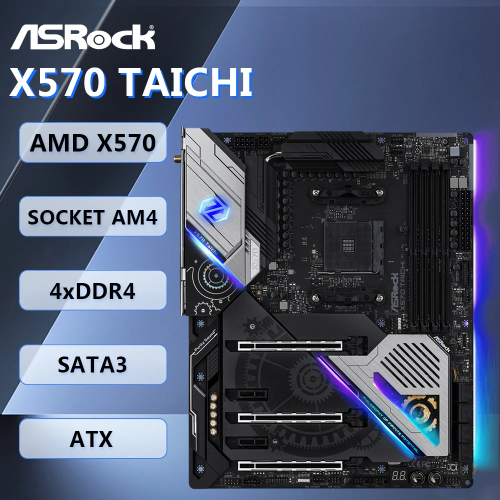 

Материнская плата ASRock X570 TAICHI ATX AMD X570 AM4 DDR4 128 ГБ SATA3 HDMI SPDIF WIFI для серии AMD Ryzen 2000/3000