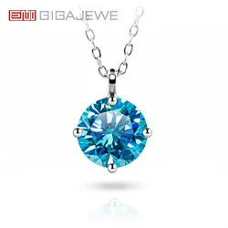 GIGAJEWE 3ct 9mm D Color Round Cut 18K White Gold Plated 925 Silver Moissanite Pendant Necklace Diamond Test Passed Woman Gift