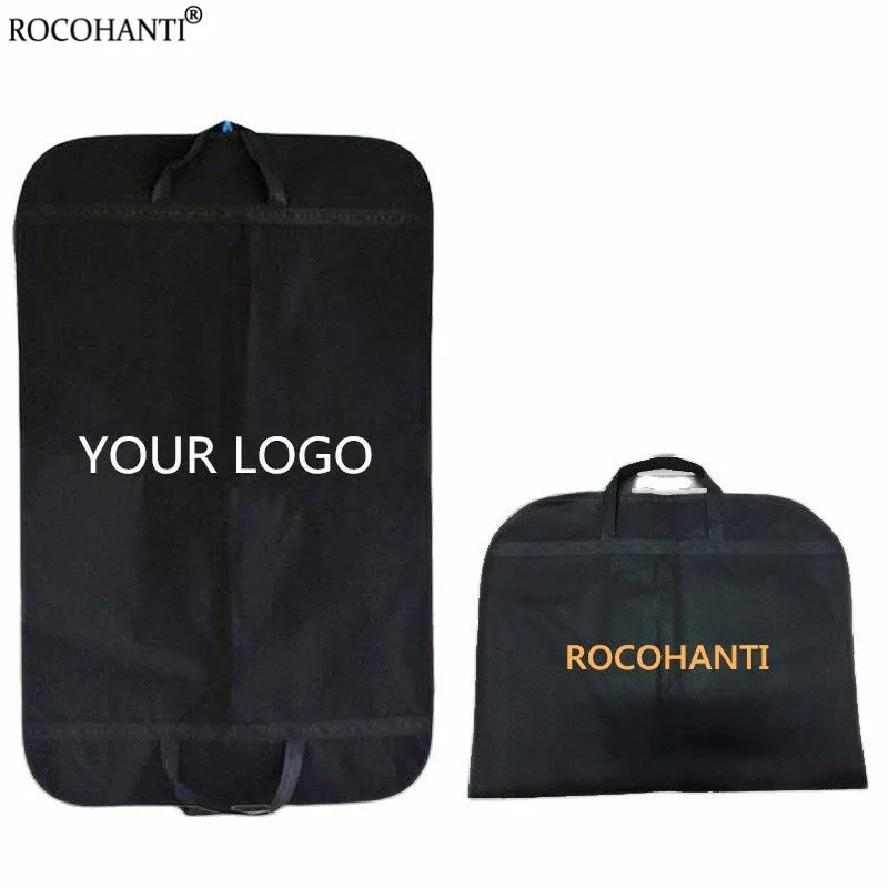 10x Custom Garment Hang Up Dress Clothing Zipper Dust Suit Cover Bag With Logo Non Woven Cloth Hanging Clothes Packaging Bag