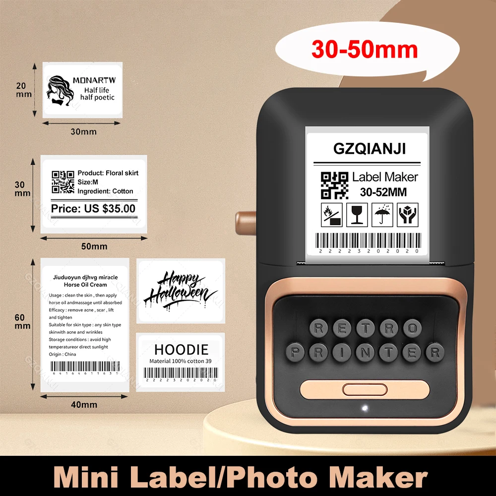 mini impressora termica sem fio portatil com rolos de papel adesivo label maker stick note casa escritorio cor bege bluetooth 01