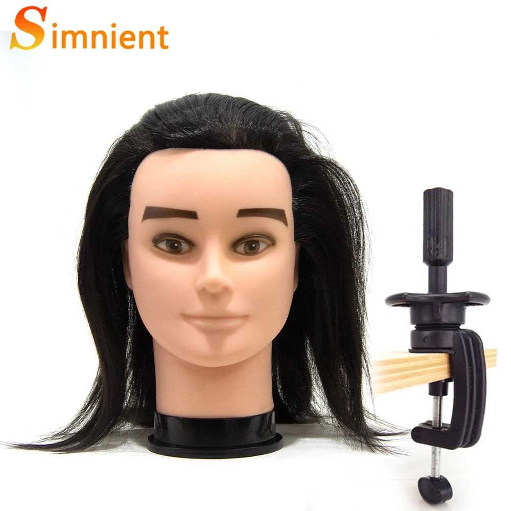 Male Mannequin Head With 100%Synthetic Fiber Hair Cosmetology Manikin head For Cutting Styling With Doll Head For Hair Styling