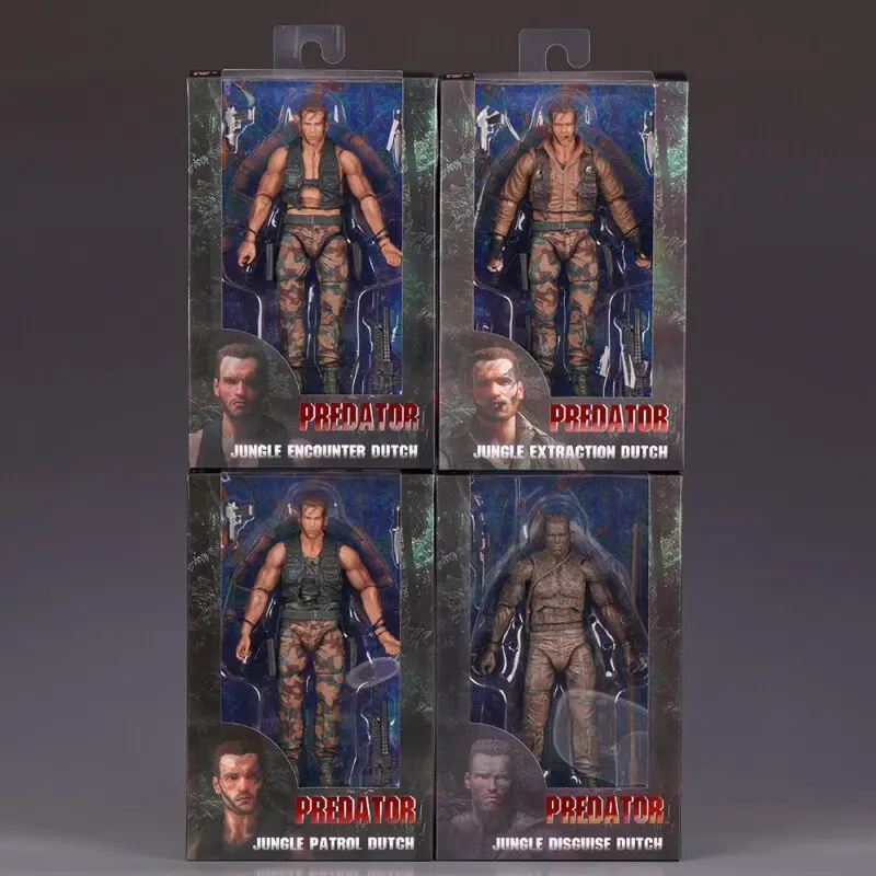 

New Neca Predator Jungle Extraction Dutch Action Figure Schwarzenegger 17.5cm Pvc Abs Figurine Desktop Decoration Toy Gift