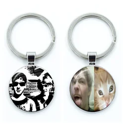 Zero Day Movie Cal Robertson Funny Meme Cute Pink Bow Glass Pendant Keychain Jewelry Charm Bag Souvenir Key Ring