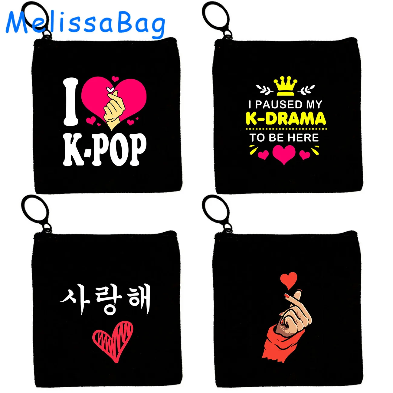 

Kdrama KPop Lover Kpop Girl Eat Sleep KPop Repeat Heart South Korea Gifts Canvas Coin Purse Key Case Storage Bags Wallet Pouch