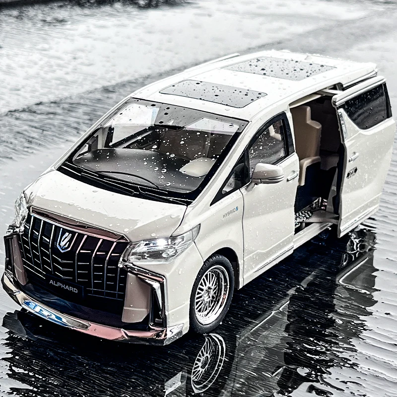 1/18 Toyota Alphard MPV Alloy Car Model Diecast Metal Toy Commercial Vehicles Car Model Simulation Sound and Light Children Gift