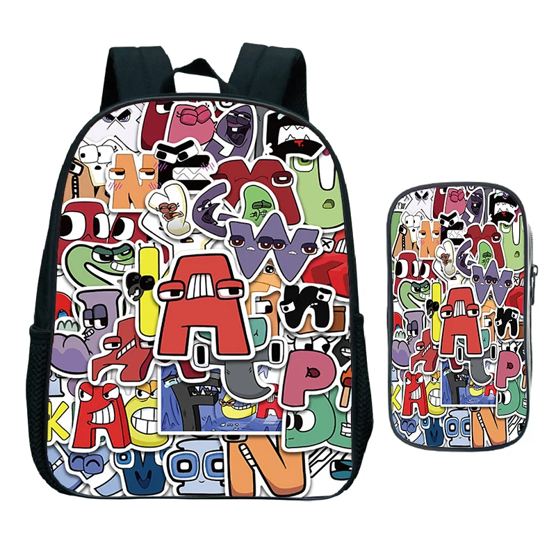 Kids 2pcs Set Backpack Alphabet Lore Print School Bag for Preschool Boys And Girls Kindergarten Backpack Waterproof Bookbag Gift