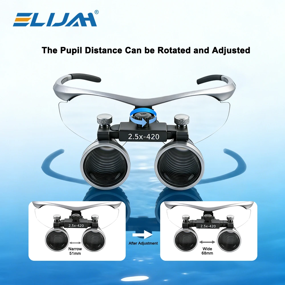 2.5/3.5X Dental Binocular Magnifier with 3W Light Ultra-lightweight Optical Loupes 320-420mm Magnifying Glass Dentistry Tools
