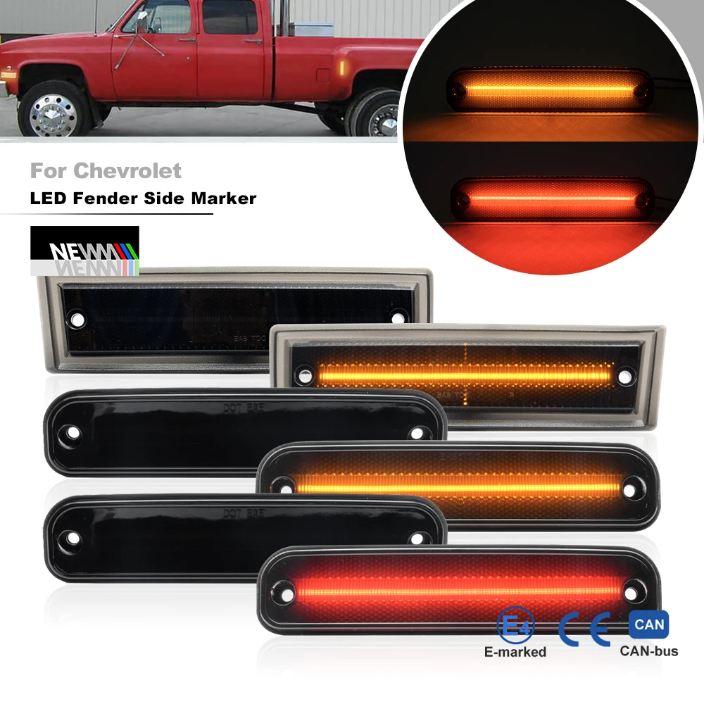 

Smoked For 1981-1991 Chevrolet GMC C/K R/V Series Trucks Dually Bed 2Front&4Rear LED Bumper Side Marker Light Turn Signal Lamp