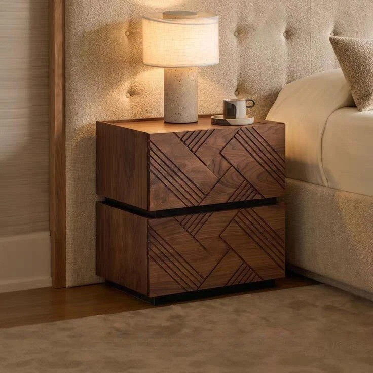 DSA geometric pattern bedside table household module combination storage side cabinet bedroom bedside solid wood chest cabinet