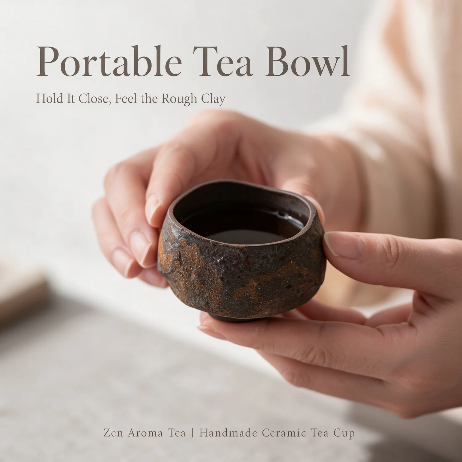 Handmade Japanese Old Rock Mud Wood Fired Zen Tea Cup Wabi Sabi Coarse Pottery Creative Personal Drinking Cup Home Office Gift