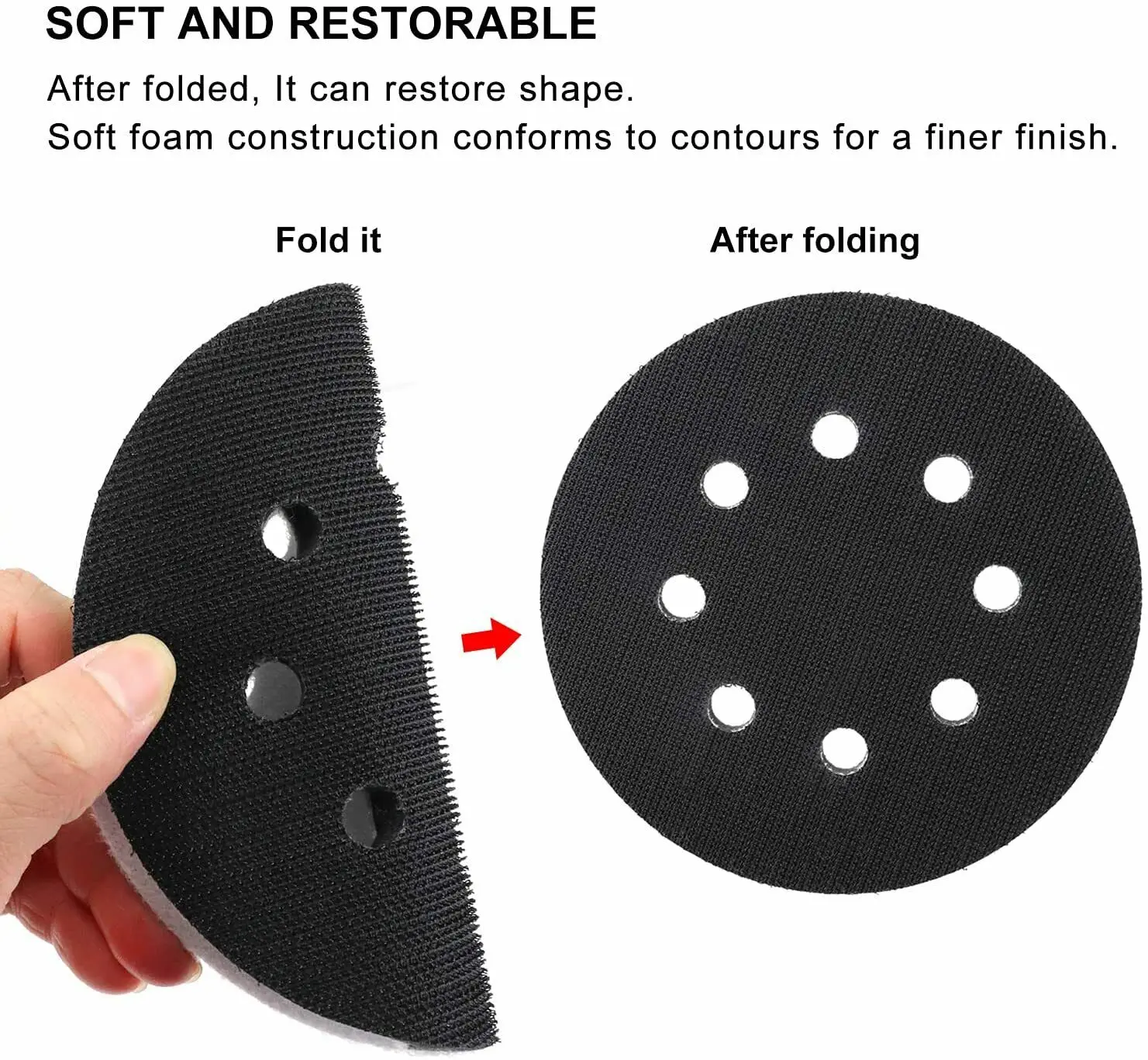 2pcs อินเทอร์เฟซ Pad 5 นิ้ว 8 หลุม Hook และ LOOP ฟองน้ํานุ่มเบาะบัฟเฟอร์สําหรับแผ่นขัดภาษาโปลิชคํา 125 มม.Sander Pads