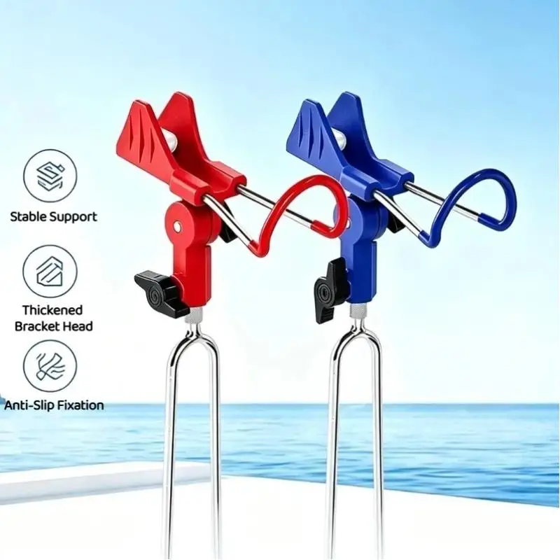 Universal Fishing Rod Holder 360° Adjustable Foldable Stand with Ground Spike Easy Install for Shore Fishing Trips