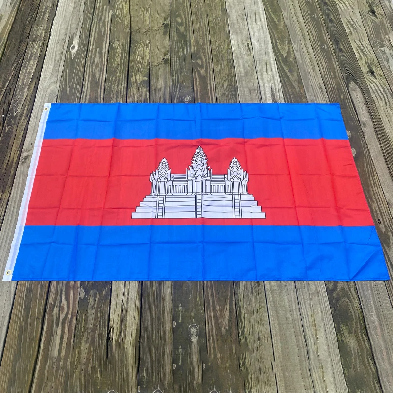 EOODLOVE FLAG Cambodian flag 90X150cm polyester fiber indoor and outdoor 3x5ft Cambodian hanging decorative flag