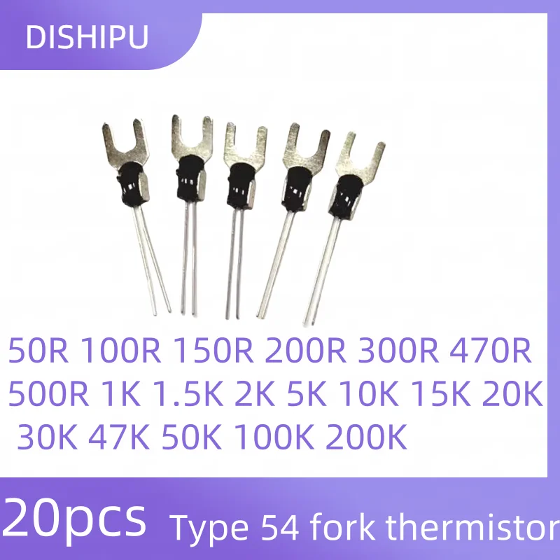 

20PCS Type 54 fork 50R 100R 200R 300R 470R 5K 10K20K50K100K Thermistor negative temperature black with U-shaped branch