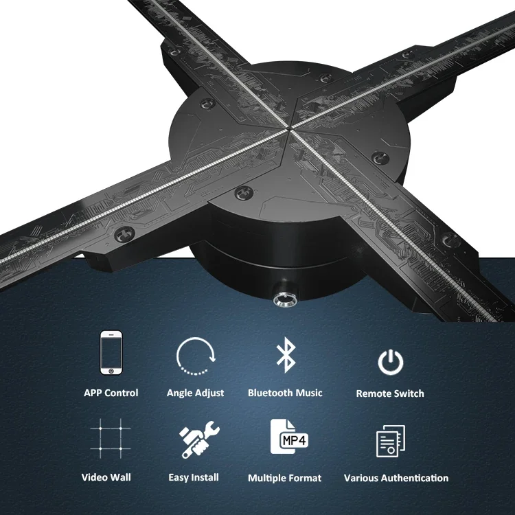 65Cm Holographic Virtual Advertising Display Wifi Led Spinning 3d Projector Fan 3 d Hologram Projector