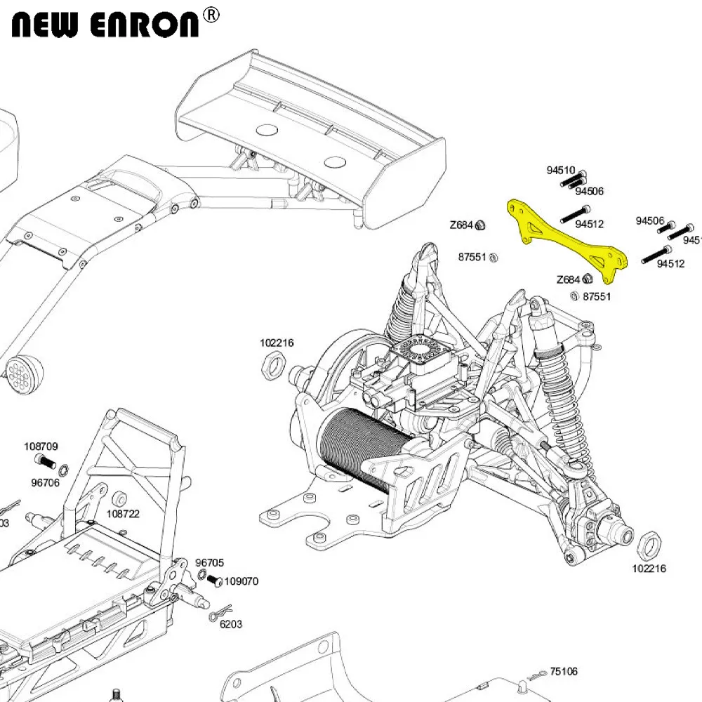 NEW ENRON Aluminum Alloy Front & Rear Shock Brace Set 87551 & 85422 for RC Car 1/5 HPI Flux RTR Baja 5B 5R SS 5T 2.0 Rovan Buggy