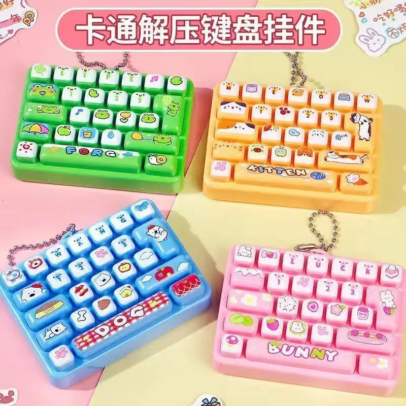 26Grid Keycap Clicker Anti Stress Fidget Keyboard Keychain Decompression Button Cartoon Hand Relax Party Favor Gift 26구 키캡 키링