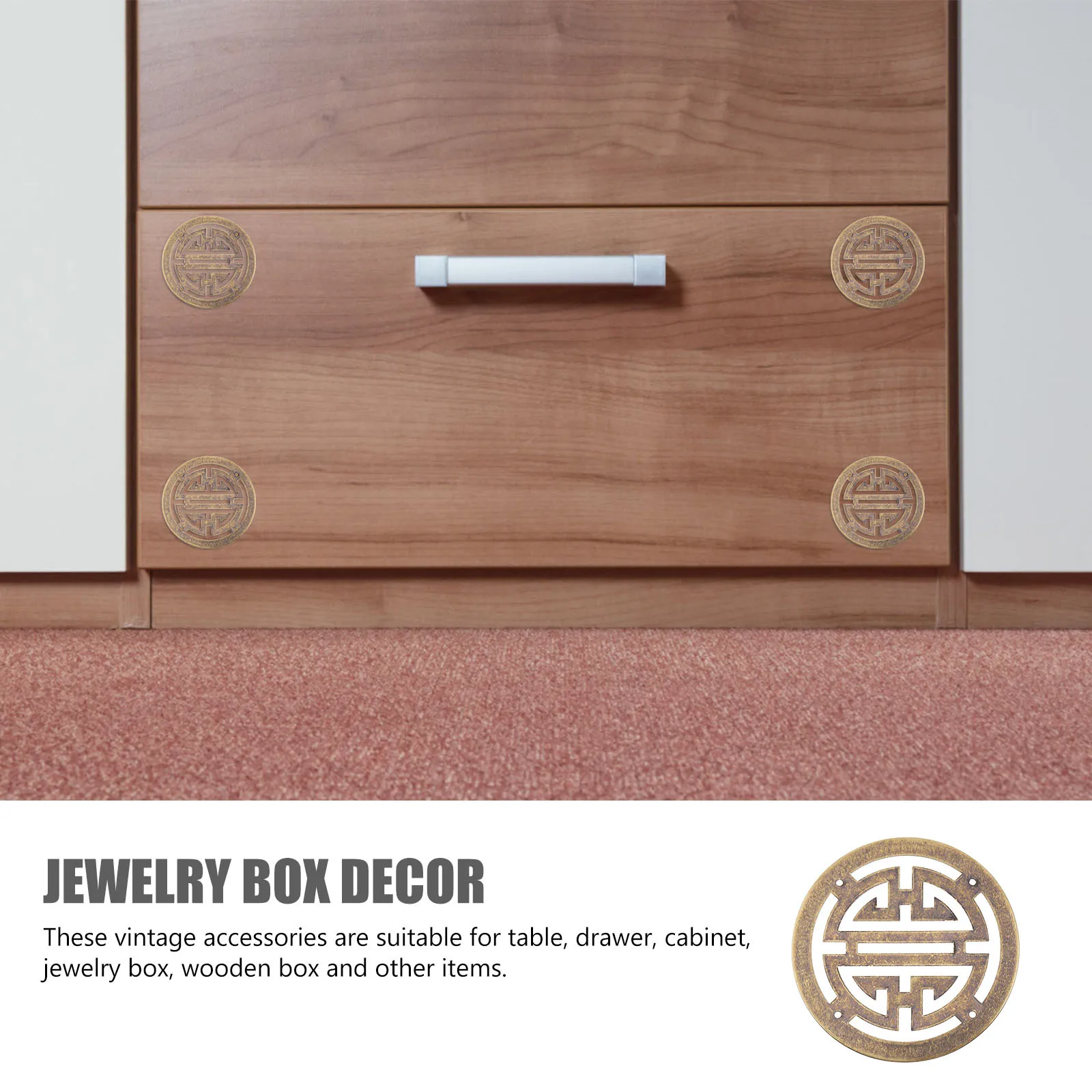 

4pcs Double Metal Decorative Plating For Jewelry Box Wood Cabinet Diy Retro Furniture Accessories