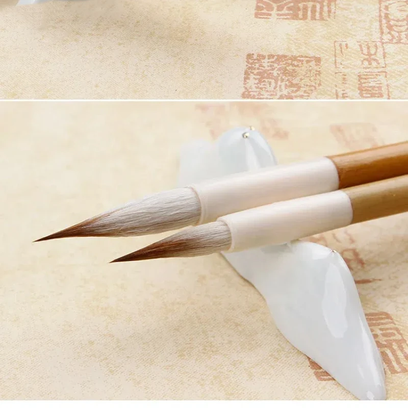 Pluma de cepillo de pelo múltiple Wen Zhengming, Cuerpo Dorado fino, escritura Regular pequeña, dibujo blanco, pincel, pintura, gancho, línea, pinceles