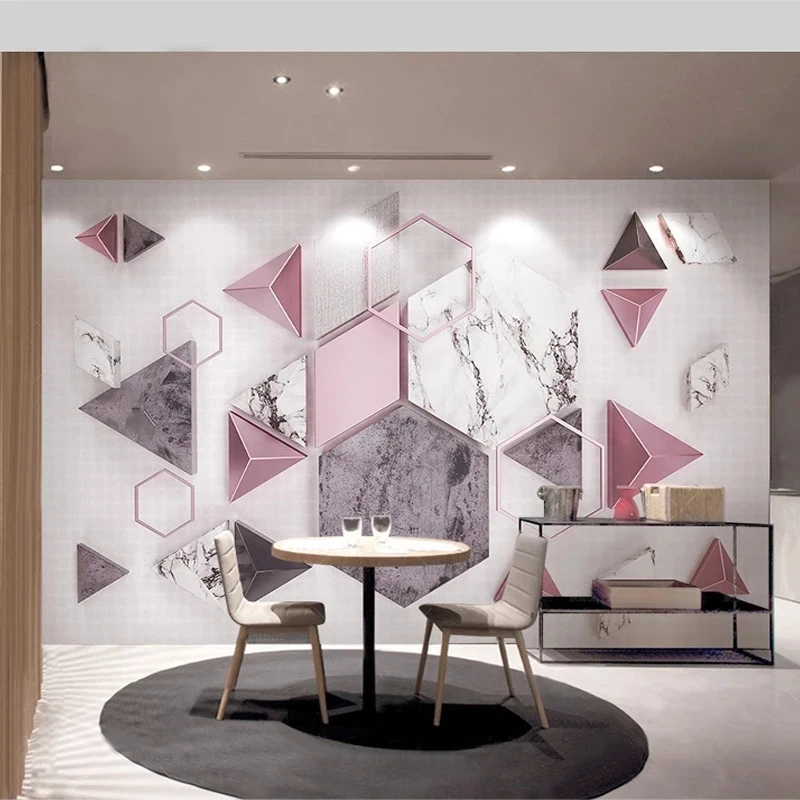Custom 3D Wallpaper Modern Geometry Polygon Marble Texture Mural Study Abstract Art Living room TV background bedroom restaurant