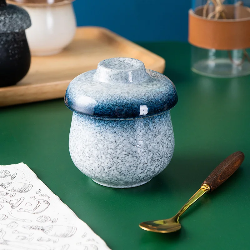 Ceramic Steamed Egg Custard Bowl Stew Pot Frosted Household Small Dessert Bowl with Lid Bird's Nest Steamed Egg Bowl Tableware