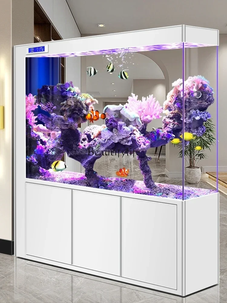 

FG11New Partition Screens Household Entry Door Hallway Super White Glass Bottom Filter Light Luxury Aquarium