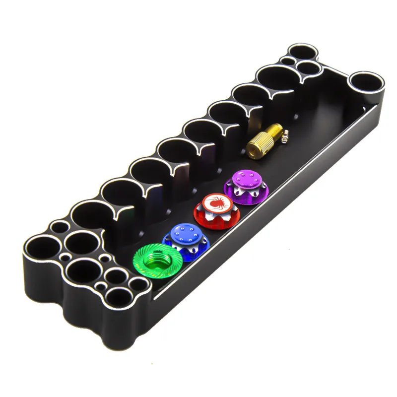 RC 자동차 축 SCX10 TRX4 금속 도구 보관함 스크루 드라이버 도구 브래킷 홀더 트레이 소켓 원격 제어 장난감 보트 비행기