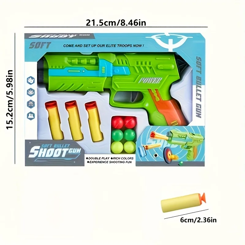 Pistolets jouets pour enfants avec jouet de tir à balles souples, jeu intérieur/extérieur, parfait pour les jeux CS en plein air, jouet éducatif, cadeau d'anniversaire
