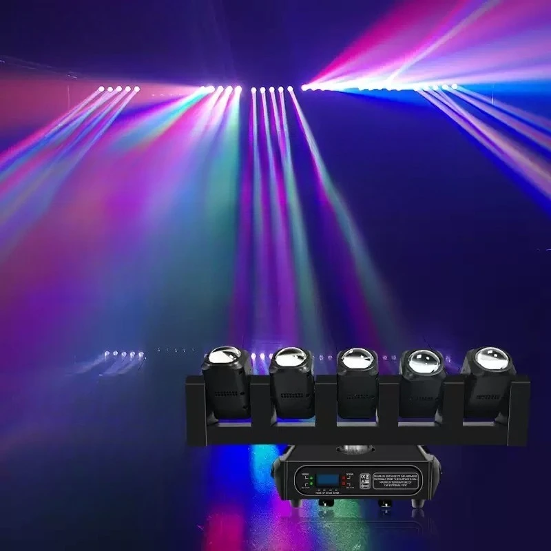 LED Five‑Sword Moving‑Head Beam Light,5‑Head Rotating Spotlight for Bar Slow Rock Stage