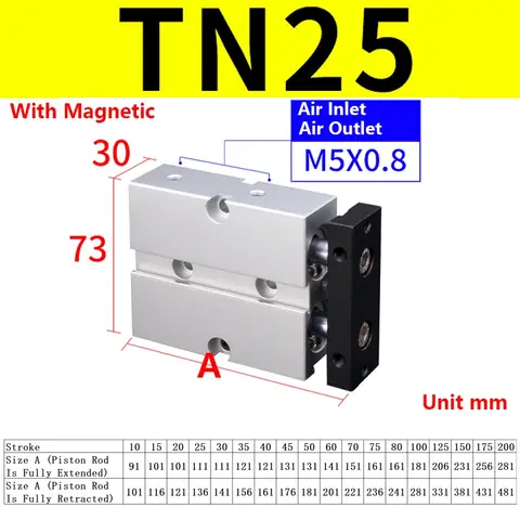 AirTac TN डुअल रॉड एयर सिलेंडर न्यूमेटिक सिलेंडर एक्ट्यूएटर्स डबल एक्टिंग गाइडेड पिस्टन सिलेंडर पार्ट्स 10/16/20/25/32 बोर 12 best sales टीएन एयर - №6