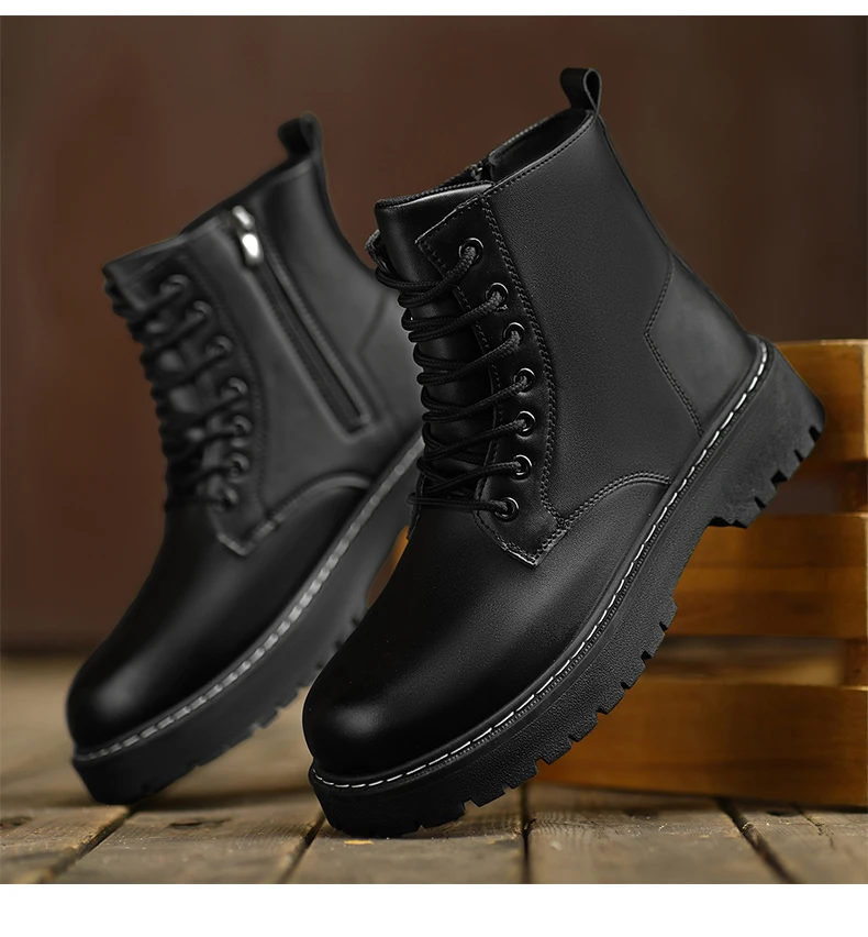 Herren-High-Top-Stiefel, Herrenschuhe, mittelhohe Schaftform, bequemes Innenfutter, modisches Obermaterial, guter Halt, große Größen, geeignet für den Innenbereich. – Detail 16