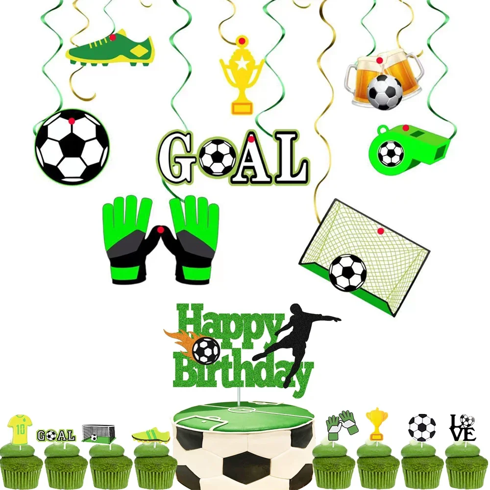 Football Sports Theme Party Disposable Tablecloth Trophy Banner Balloon Number 1-9 Children's Birthday Party Decoration Supplies