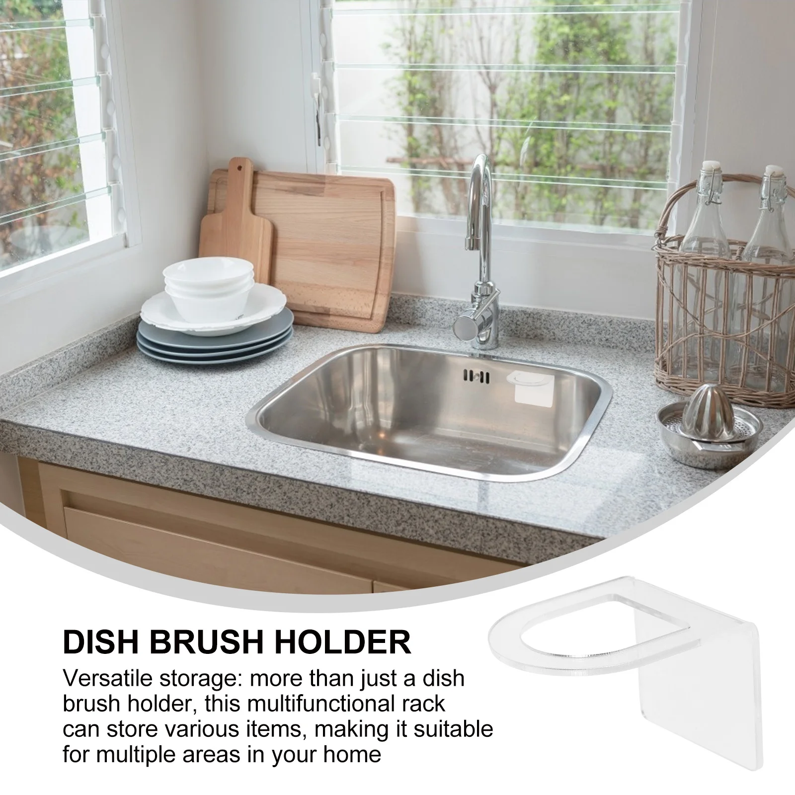 

2Pcs Transparent Acrylic Sink Dish Scrubber Holder Kitchen Brush Mount Dish Brush Drain Rack Sink Scrubber Holder