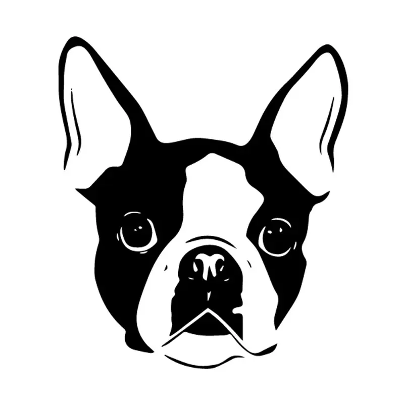 OFK  Car Sticker Funny Cartoon Boston Terrier Dog Face Vinyl Decal.