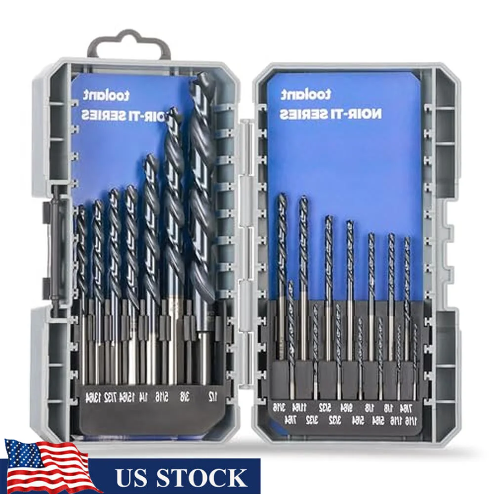 21-Piece Titanium Cobalt Drill Bit Set Metal and Steel Pro TiAlN Coated with Bullet Point Tip Hardened Stainless Drill Bits