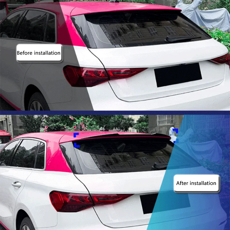 1Set Black ABS Fixed Top Tail Wind Spoiler For Audi A3 8Y Hatchback SE 2021+ Exterior Car Styling Turbulence Tuning Mod Accessor