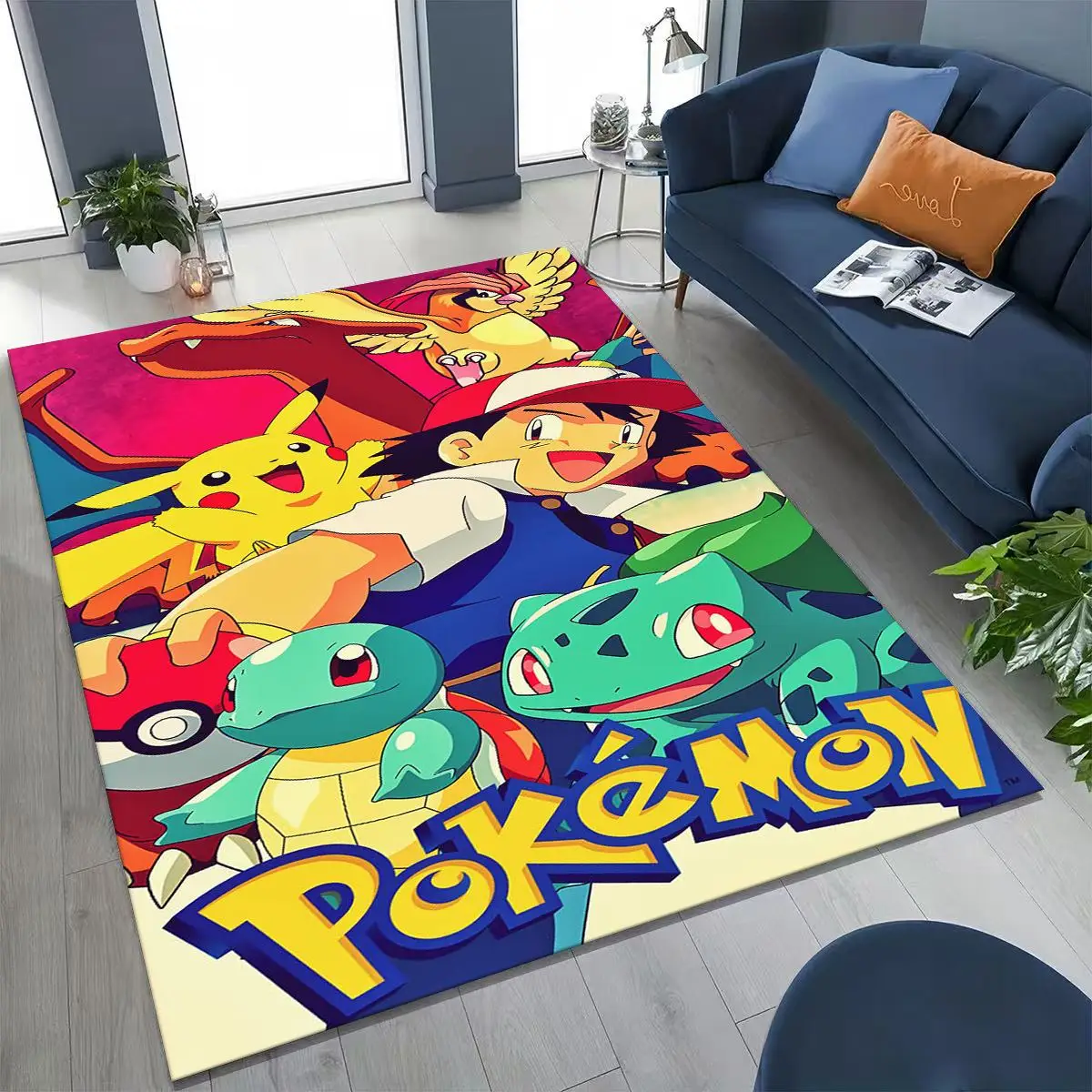 

3D Pokemon Pikachu 2026 New Style Cartoon Rug for Bedroom Living Room Sofa Home Doormat Decor,Larger Kid Play Non-slip Floor Mat