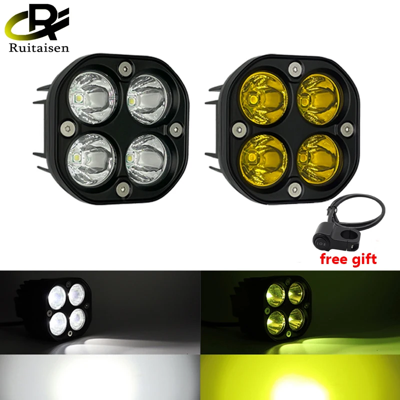 3 Inch 40W Motorcycle Driving Lights Led Work Light Bar Square Spotlight For 4x4 Offroad Tractors Car Fog Lamp White/Yellow