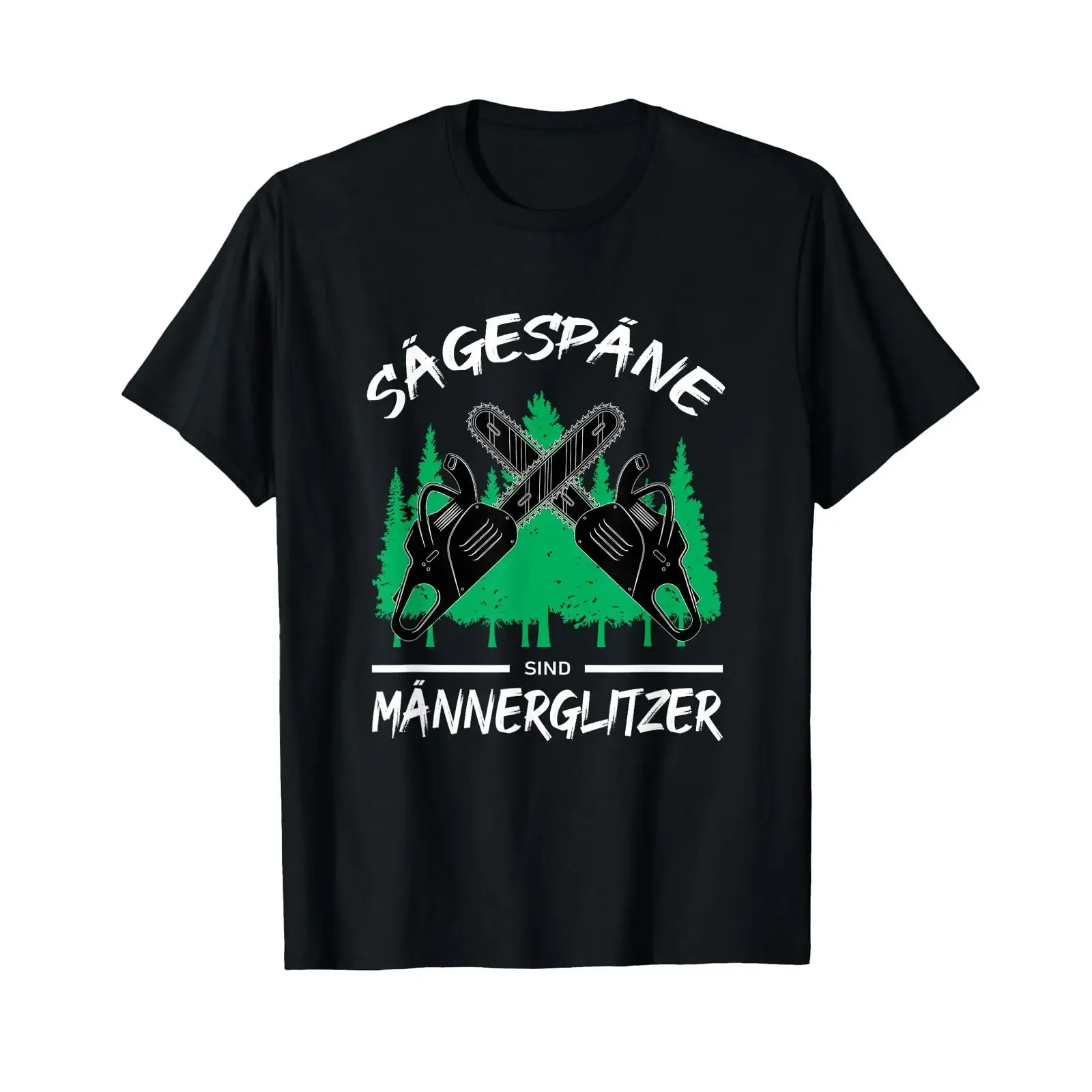 Sawdust Men's Glitter Chainsaw Lumberjack Forest Worker T Shirt black vintage Washed Stretched Comfortable