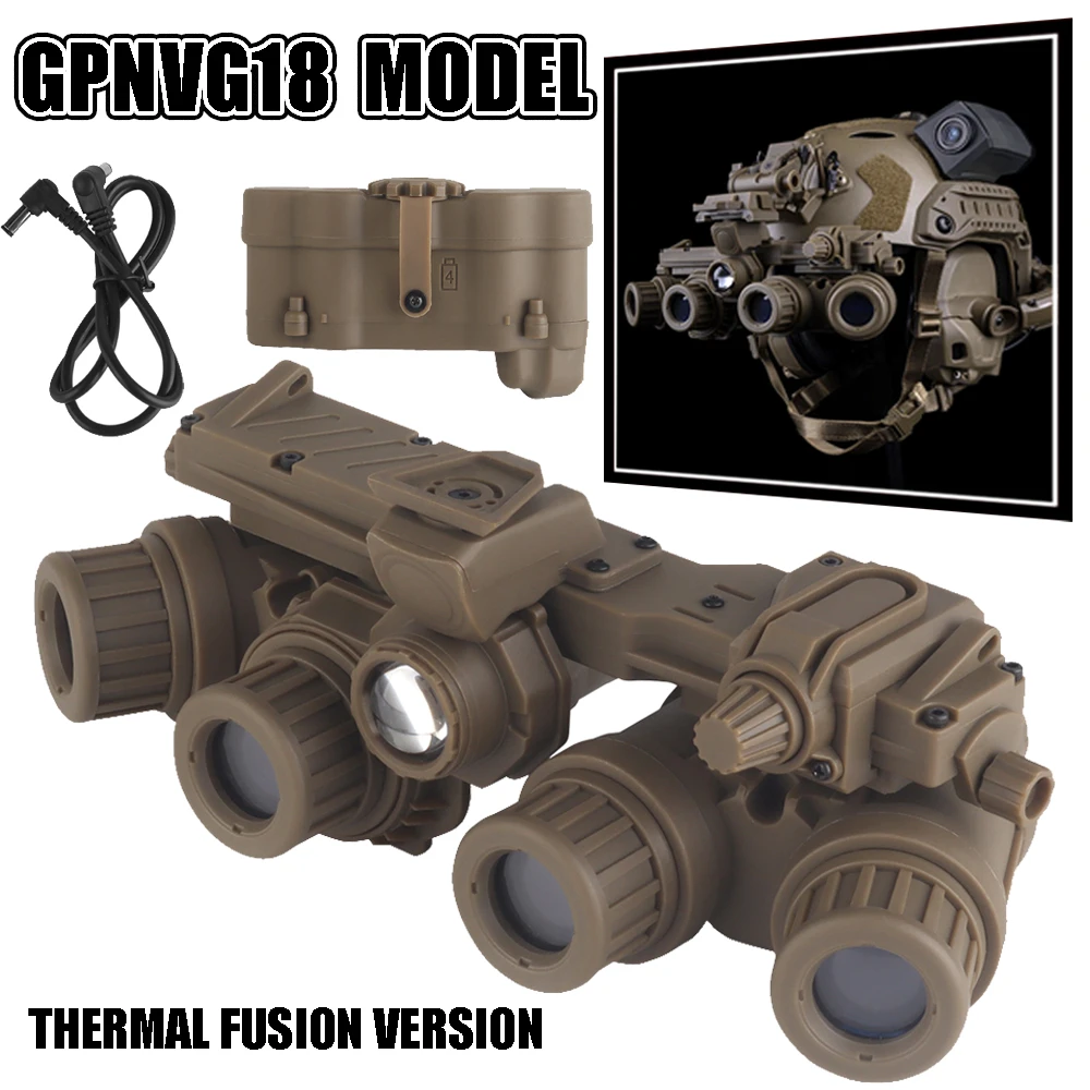 Tactical GPNVG 18 Binocular Night Vision Dummy Model Thermal Fusion Version with Battery Box Model Helmet No Function NVG Model