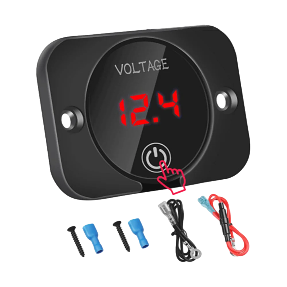 DC12V-24V LED touch screen power switch battery tester, digital voltmeter, waterproof voltage strap