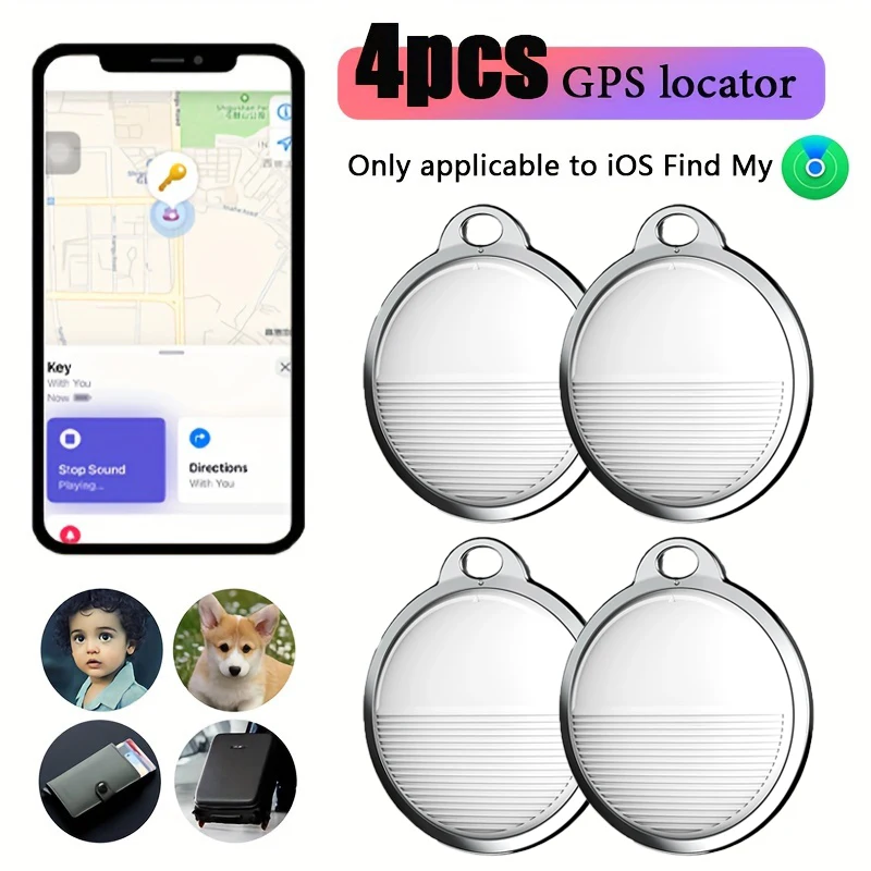 4PCS Smart GPS Tracker Work with Apple Find My APP iTag Anti Lost Reminder Device MFI Rated Locator Car Key Pet Kids Finder