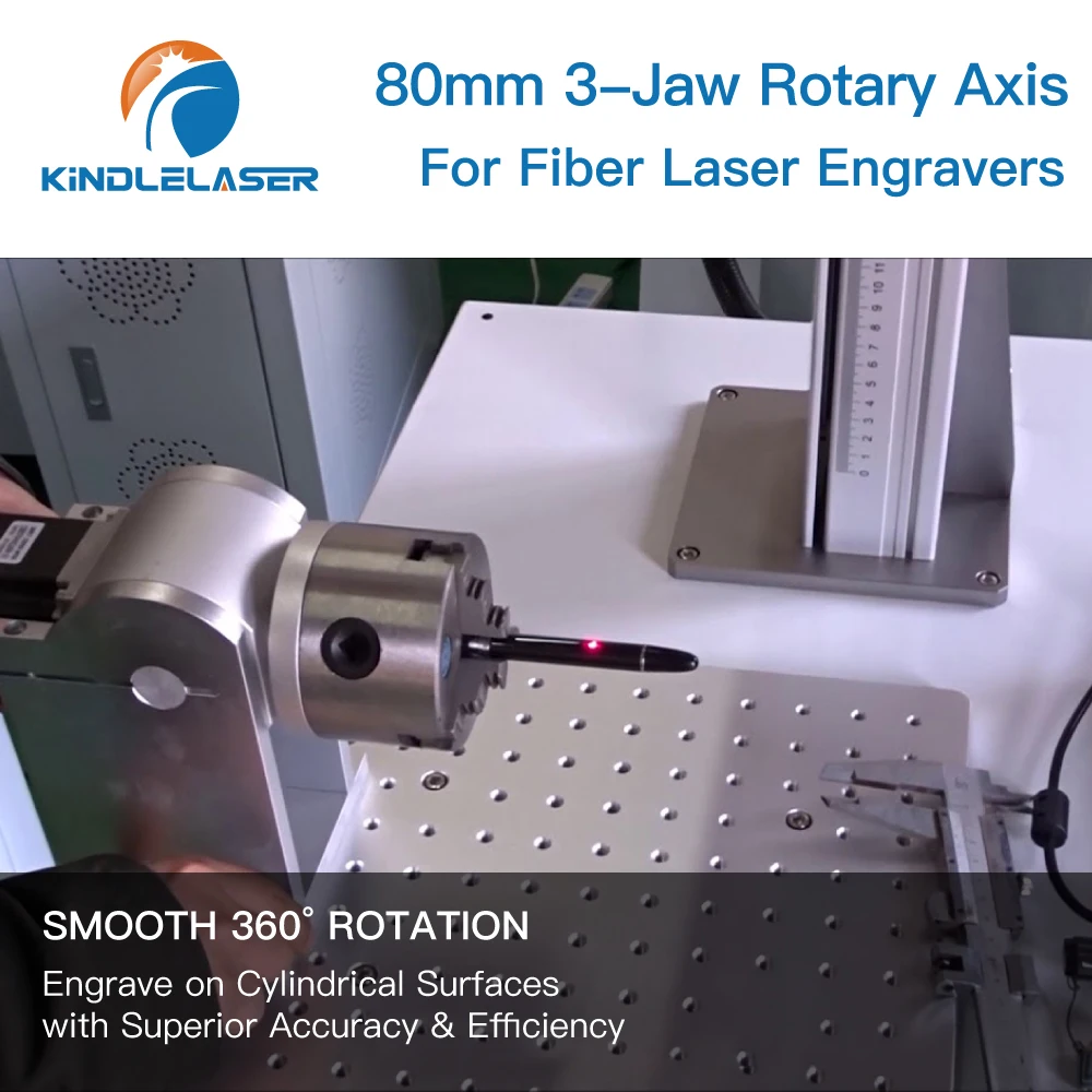 Rotary Axis Attachment for Fiber Laser Engravers 80MM 3 Jaw Rotary Ring,Marking Machine Rotary Tool for 360 Round Metal Etching