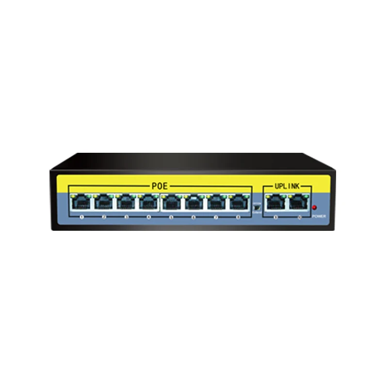 

52V 10-Port POE Switch 250M Transmission 8*10/100M POE Port+2*100M UPLINK Port 2Gbps-Full Duplex IEEE802.3 AT/ AF