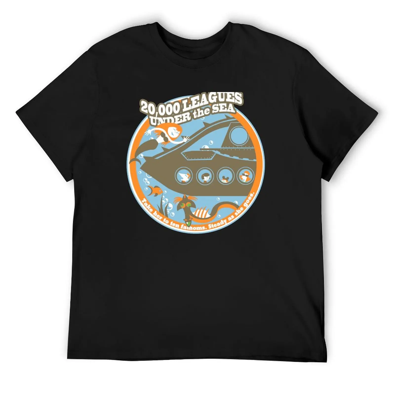 20,000 Leagues Under the Sea (orange, brown, and blue) T-Shirt oversizeds blacks boys whites men t shirts high quality