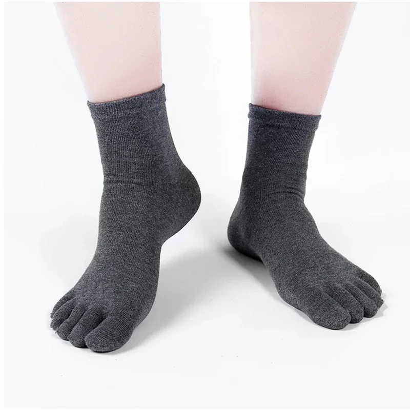 Toe Socks Men and Women Five Fingers Socks Breathable Cotton Socks Sports Running Solid Color Black White Grey Blue Khaki Coffee