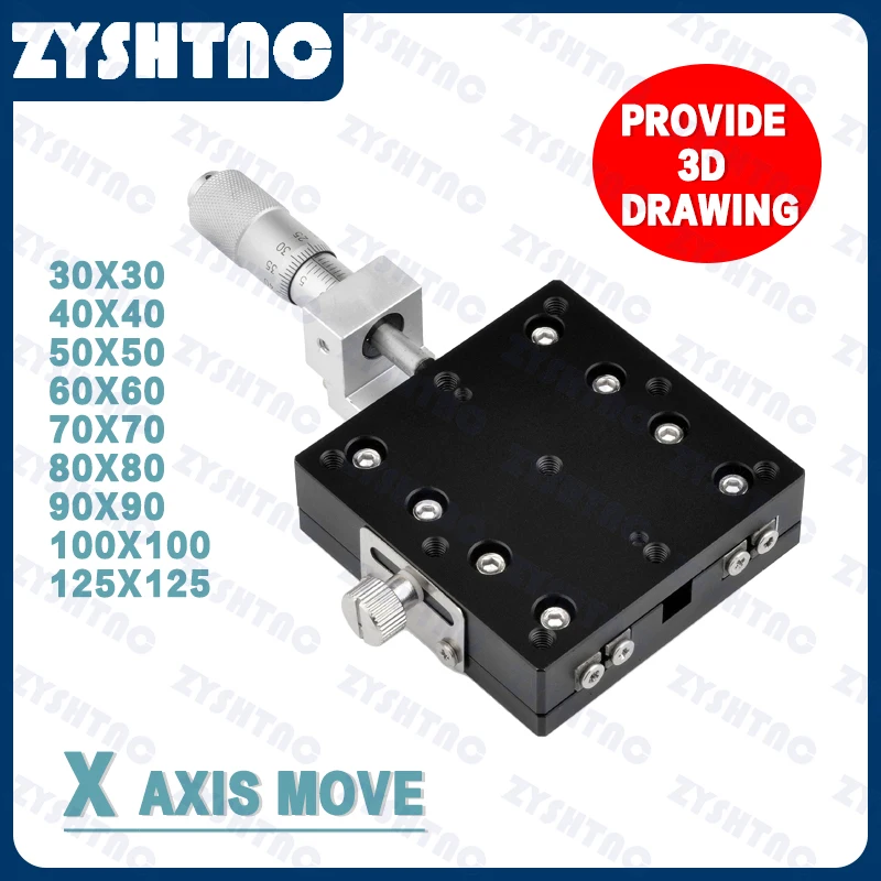X axis LX40/30/50/60/80/90/100/125 Optical manual fine adjustment displacement slide table Cross rail High precision stage 60*60